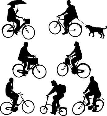 riding bicycles clipart