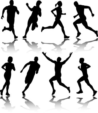 running silhouettes clipart