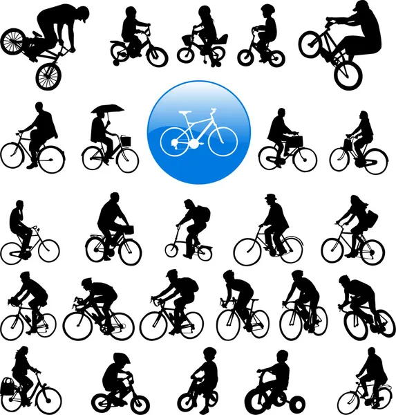 Silhouettes de cyclistes — Image vectorielle