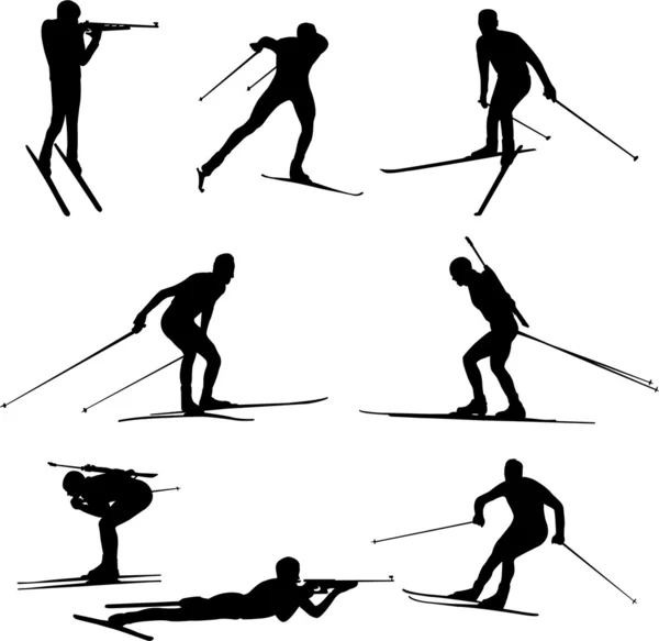 Silhouettes de biathlon — Image vectorielle