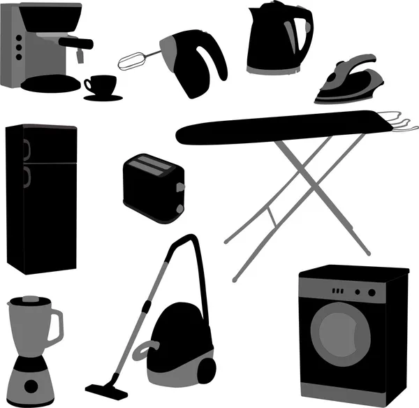 Ensemble d'appareils ménagers — Image vectorielle