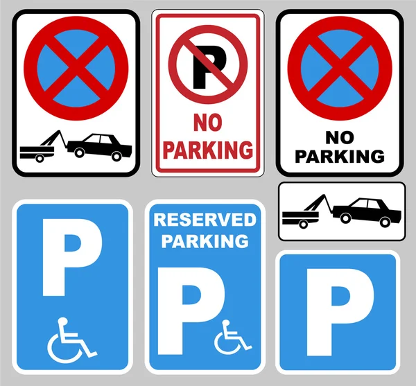 "parkolás "és" nincs parkolási lehetőség — Stock Vector