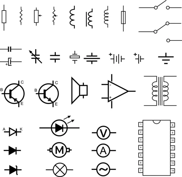 Электронные символы - вектор — стоковый вектор