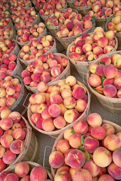 Бушелів свіжих персиків — стокове фото