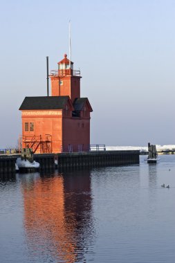 Lake Michigan LIghthouse in warm light clipart