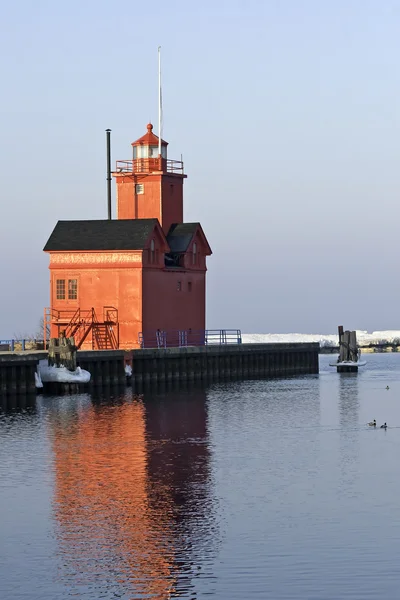 stock image Lake Michigan LIghthouse in warm light