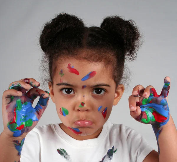 Girl and paint — Stock Photo, Image