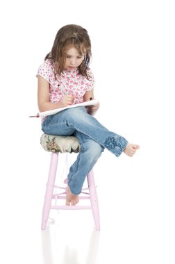 Little girl drawing clipart