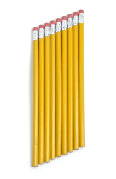 Fila de lápices número dos listos para usar — Foto de Stock