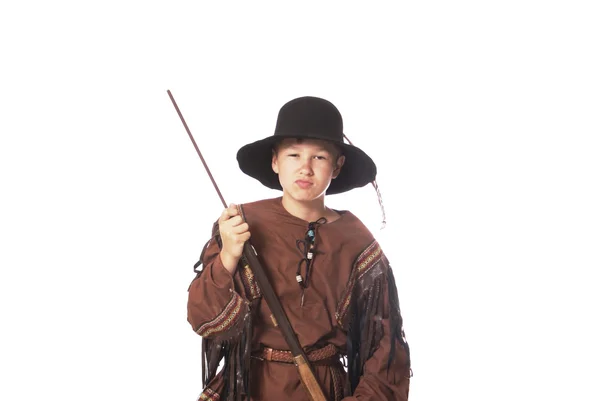 Молодой охотник из ранней Америки — стоковое фото