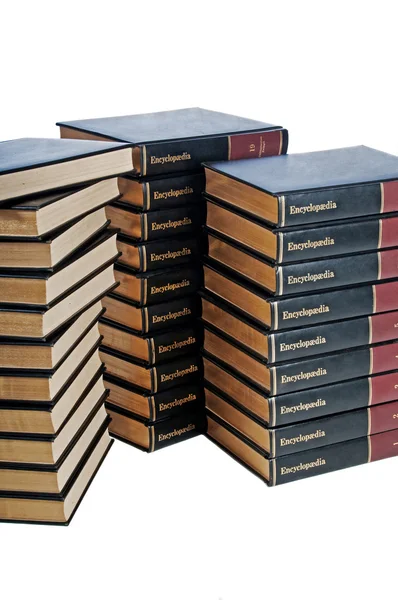 Enciclopédia definido em três pilhas — Fotografia de Stock