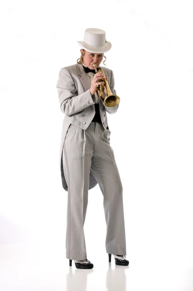Standing blues player — Stock Photo, Image