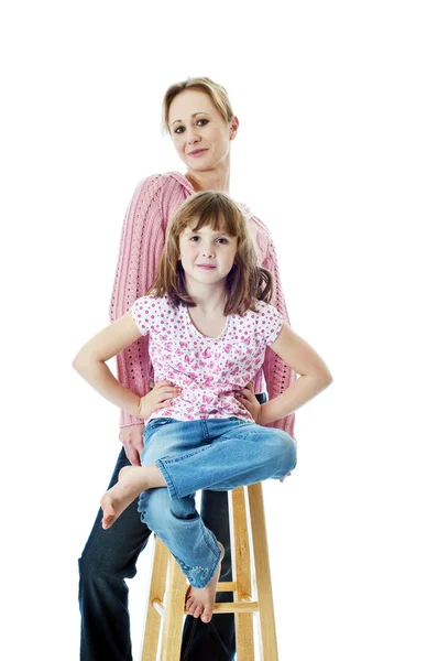 Cute little girl with her sexy aunt. — Stock Photo, Image