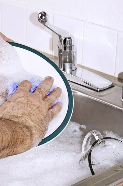 Hand washing the dishes — Stock Photo, Image