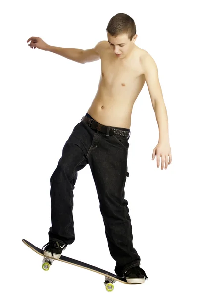 十几岁男孩滑板 — 图库照片