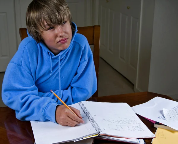 Tonåring som gör läxor — Stockfoto