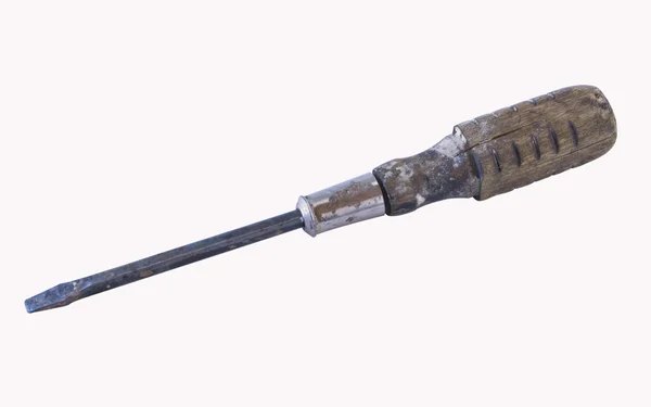 Velha chave de fenda desgastada isolada — Fotografia de Stock