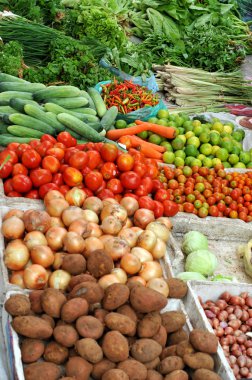 Moorning market in laos clipart