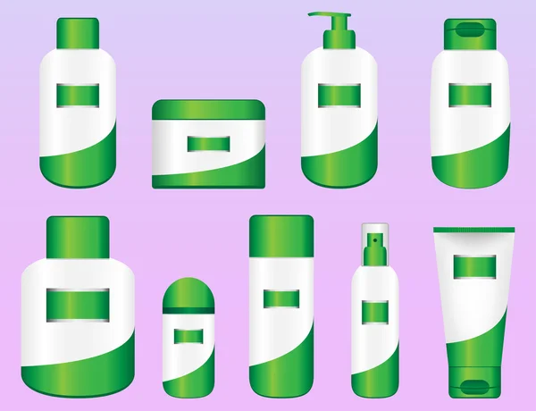 stock vector Set of 9 Bio Cosmetic Bottles