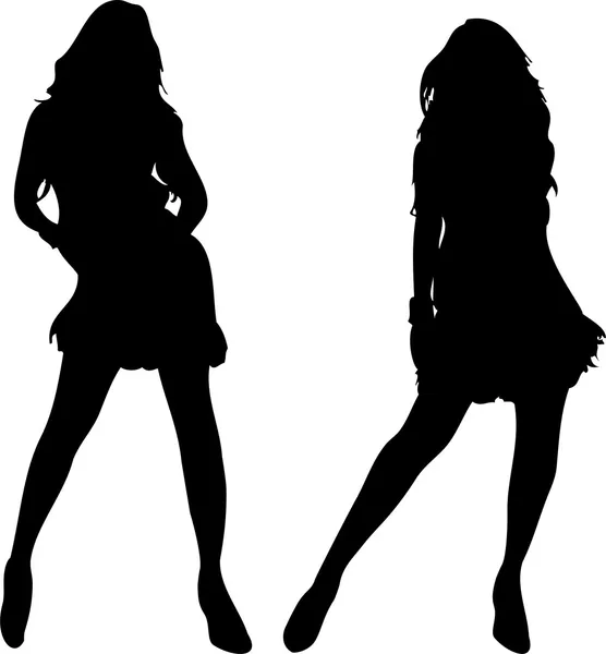 2 silhouettes sexy femmes — Image vectorielle