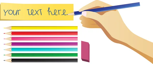 Hand skriva med färgpennor — Stock vektor
