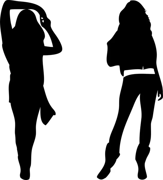 2 сексуальні жіночі силуети — стоковий вектор