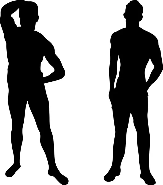 2 sexy mannen silhouetten — Stockvector