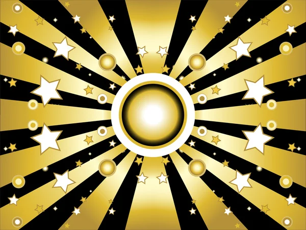 Estrellas y círculos fondo dorado — Vector de stock