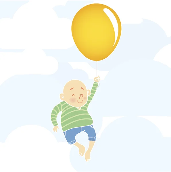 Pummeliger Junge mit Luftballon — Stockvektor