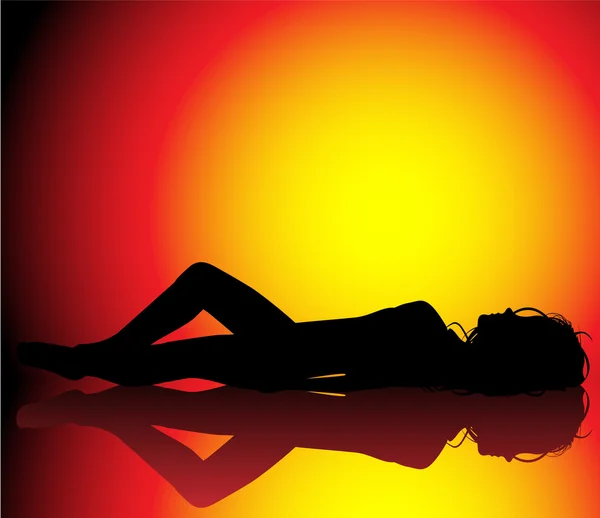 Fille bain de soleil — Image vectorielle