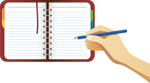 Χέρι που γράφει σχετικά με διοργανωτή — Διανυσματικό Αρχείο