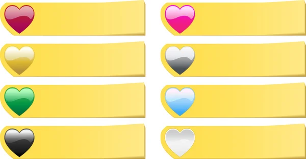 Set van 8 gekleurde harten stickers — Stockvector
