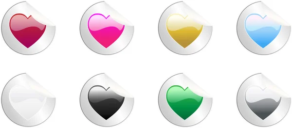 Χρωματιστές καρδιές αυτοκόλλητα — Διανυσματικό Αρχείο