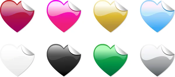 Corações coloridos adesivos —  Vetores de Stock
