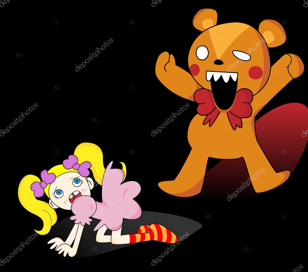 Girl and Horror Teddy Bear Stock Vector Image by ©gubh83 #1989787