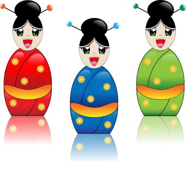 Japanese Girl with Kimono clipart