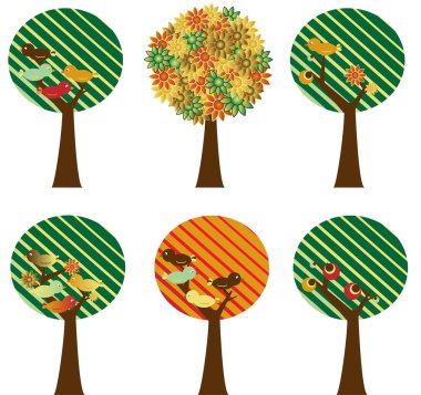 Set of retro trees clipart