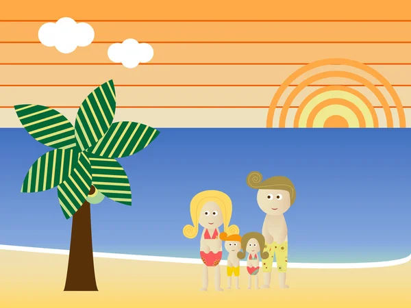 Retro strand familie vakantie — Stockvector
