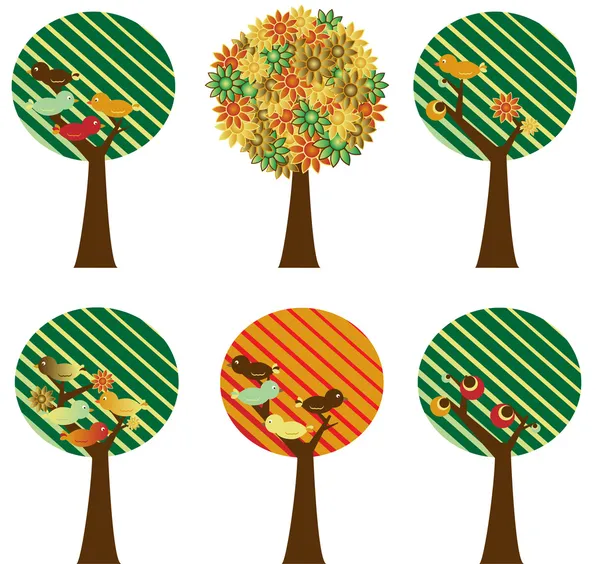 Ensemble d'arbres rétro — Image vectorielle