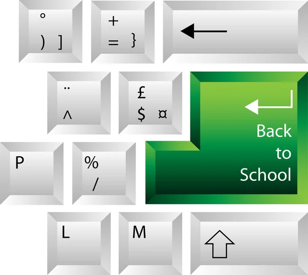 Volver al teclado de la escuela — Vector de stock