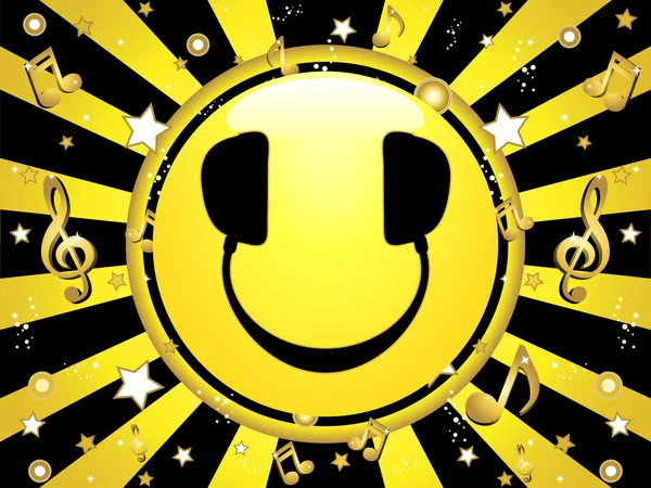 Smiley dj party hintergrund — Stockvektor