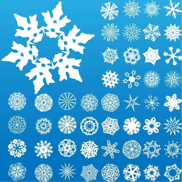 Ensemble de 49 flocons de neige très détaillés . — Image vectorielle