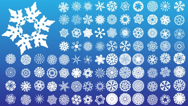 Set of 97 complex snowflakes. — Stock Vector