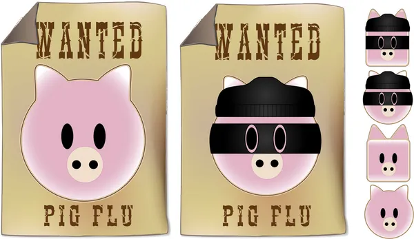 Swine Flu Wanted Sign — Stock Vector