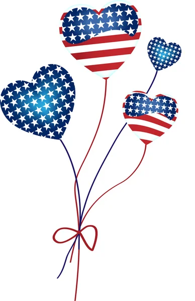 Amerikaanse harten ballonnen — Stockvector