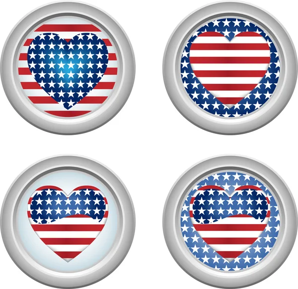 ΗΠΑ Κουμπιά Καρδιά — Διανυσματικό Αρχείο