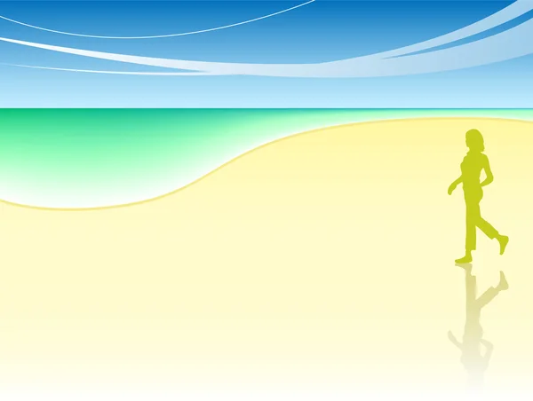 Kvinna vid stranden — Stock vektor