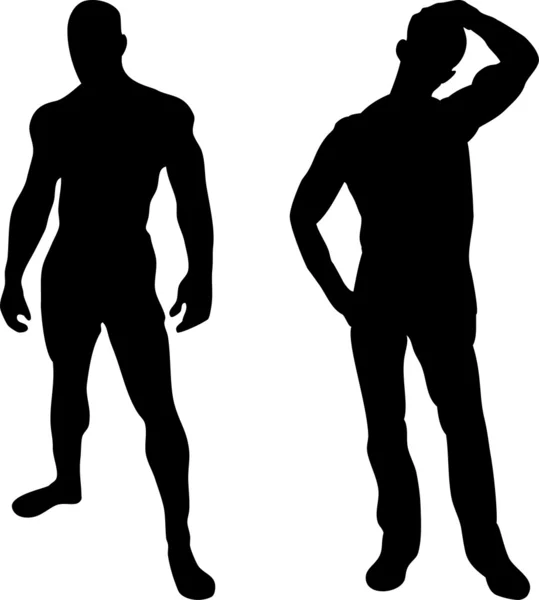 2 silhouettes sexy hommes — Image vectorielle