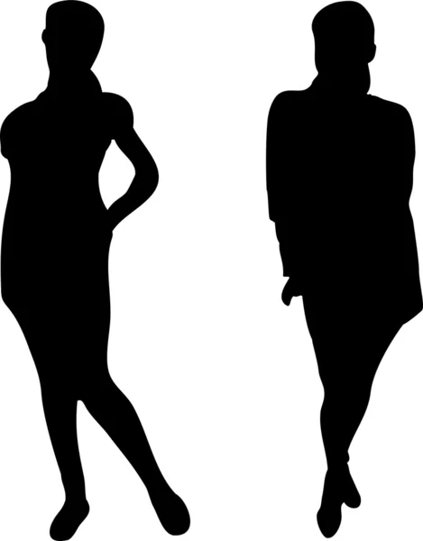 2 mulheres elegantes silhuetas —  Vetores de Stock