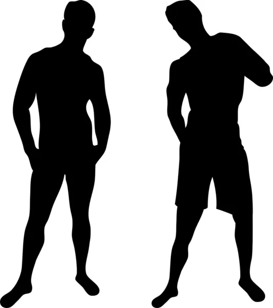 2 silhouettes sexy hommes — Image vectorielle